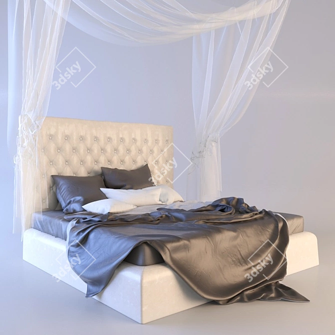 AXALI Double Bed: Sleek Design, UV Mapped & Corona Render 3D model image 2