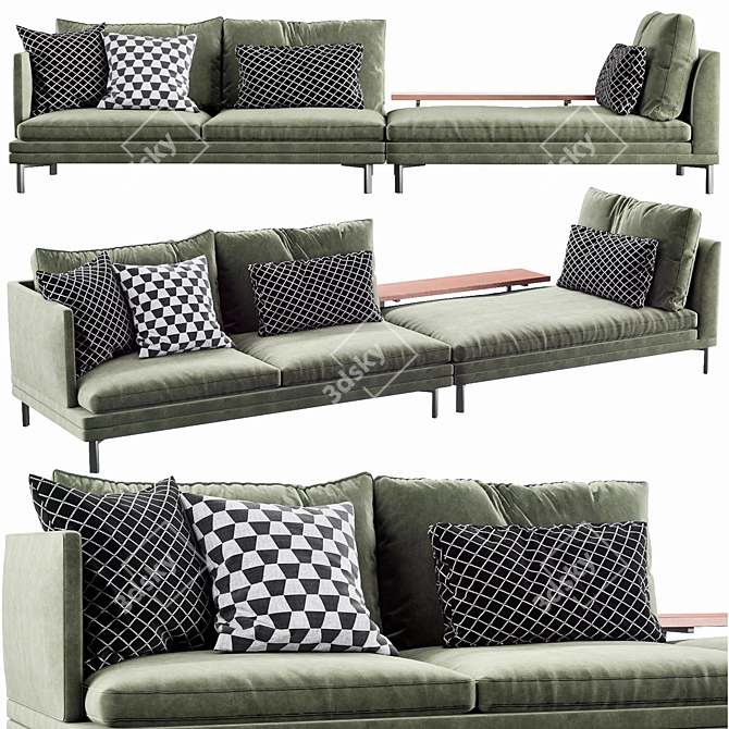 Sleek Zanotta William 3 Sofa 3D model image 1