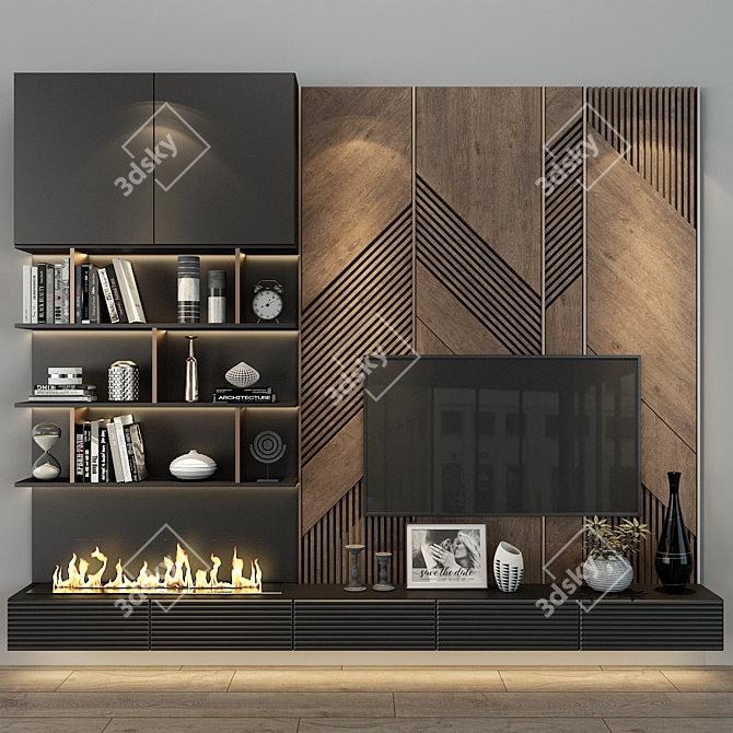 Modern Wood Cabinet - Elegant Storage Solution 3D model image 1