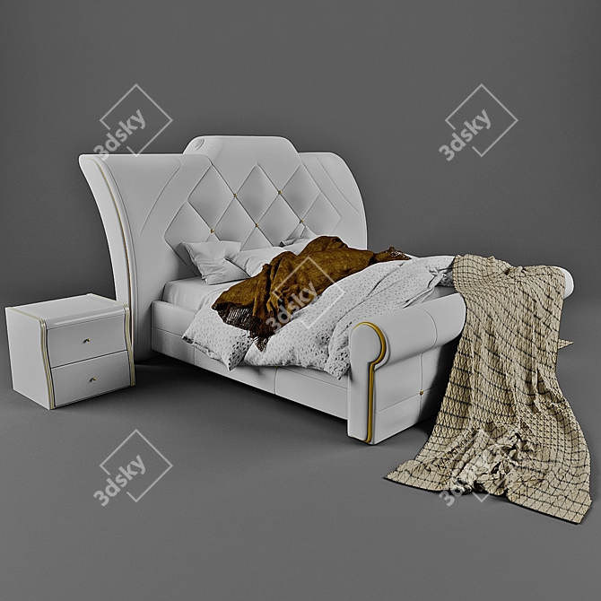 Italian Manufacturer King Size Bed 3D model image 1