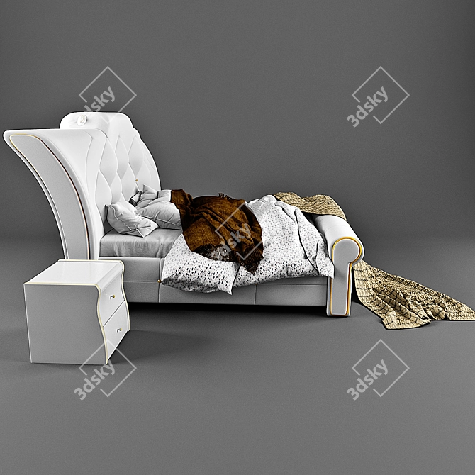 Italian Manufacturer King Size Bed 3D model image 2