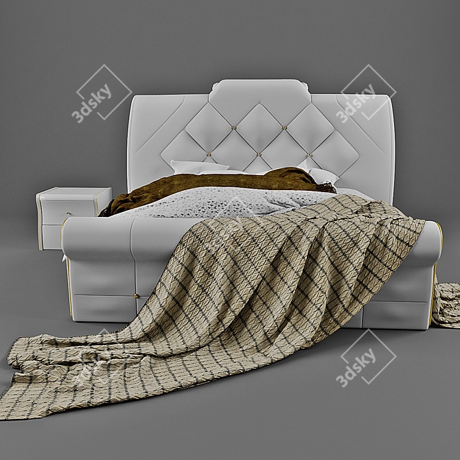 Italian Manufacturer King Size Bed 3D model image 3