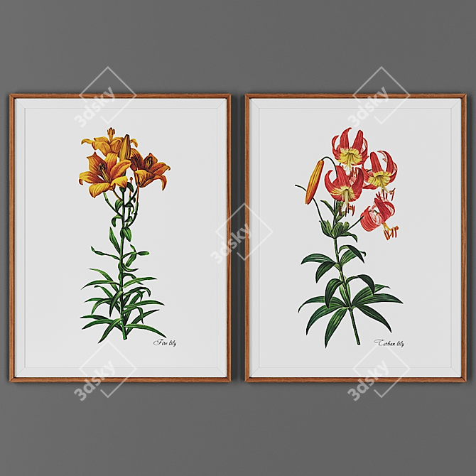 Wooden Frame Art Set 3D model image 1