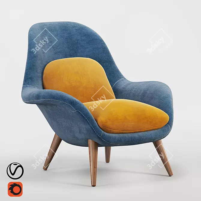 Luxurious Velvet Swoon Chair 3D model image 1