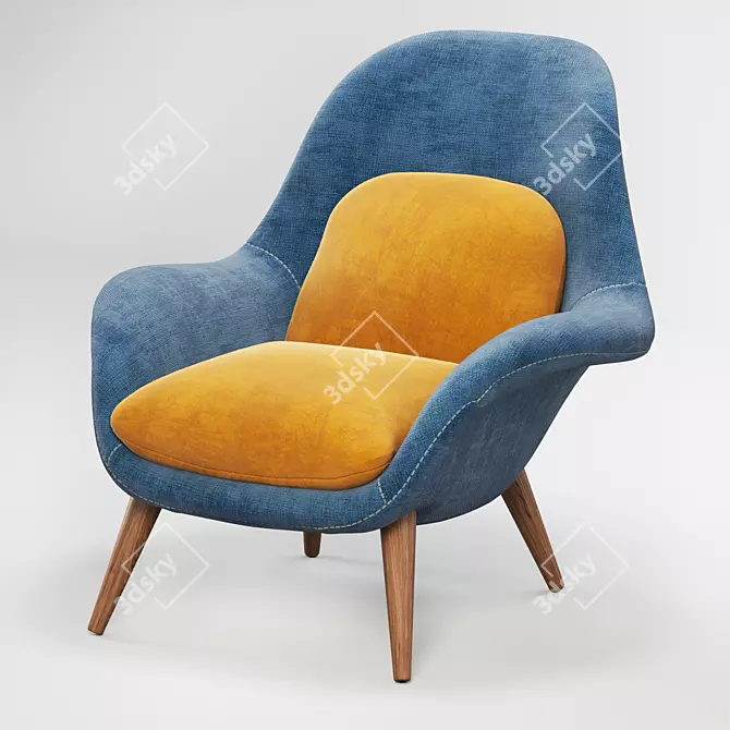 Luxurious Velvet Swoon Chair 3D model image 2