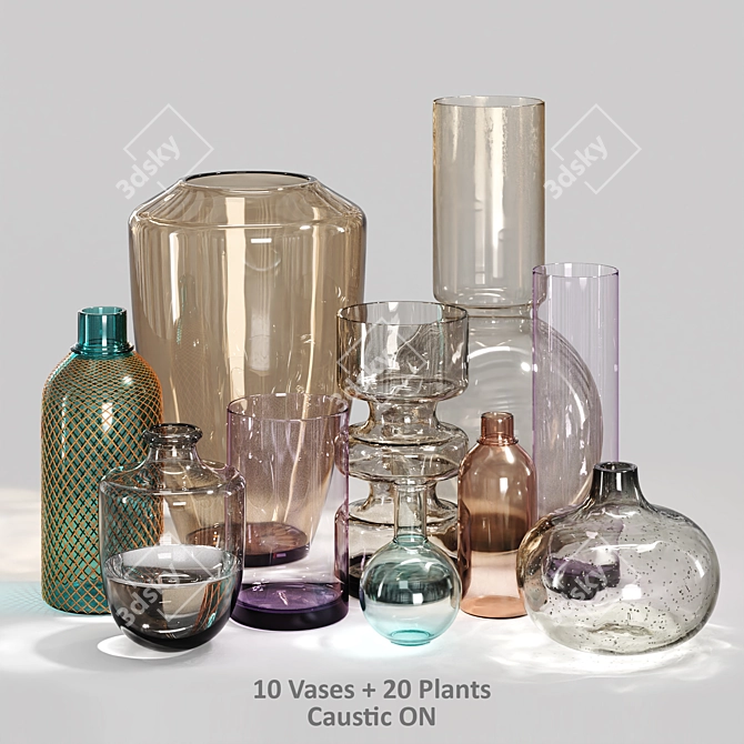 Hemase Decor Set: Vray Vases & Plants 3D model image 3