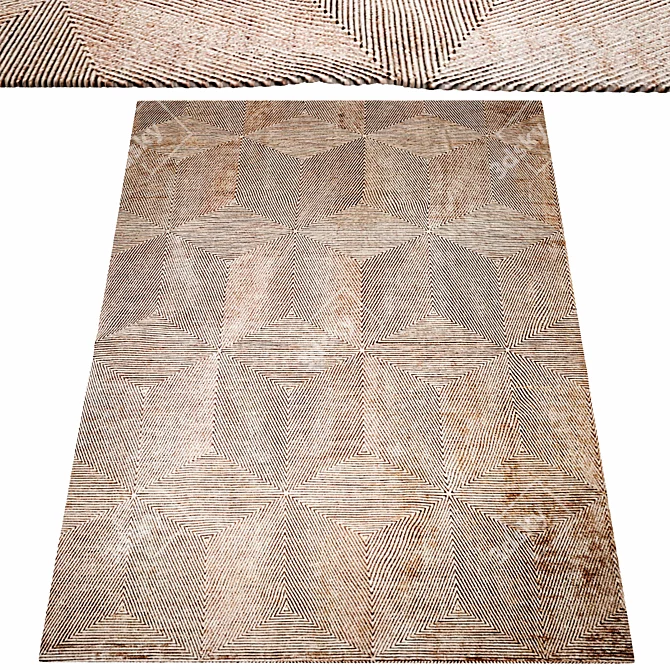 Oscillo Hand-Knotted Rug: Luxurious and Timeless 3D model image 1