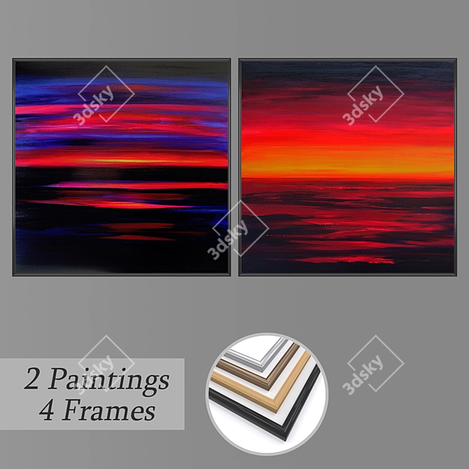 Elegant Set: Wall Paintings 3D model image 1