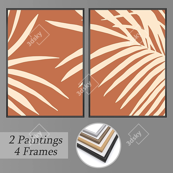 Artistic Wall Painting Set | 2 Paintings & 4 Frame Options 3D model image 1