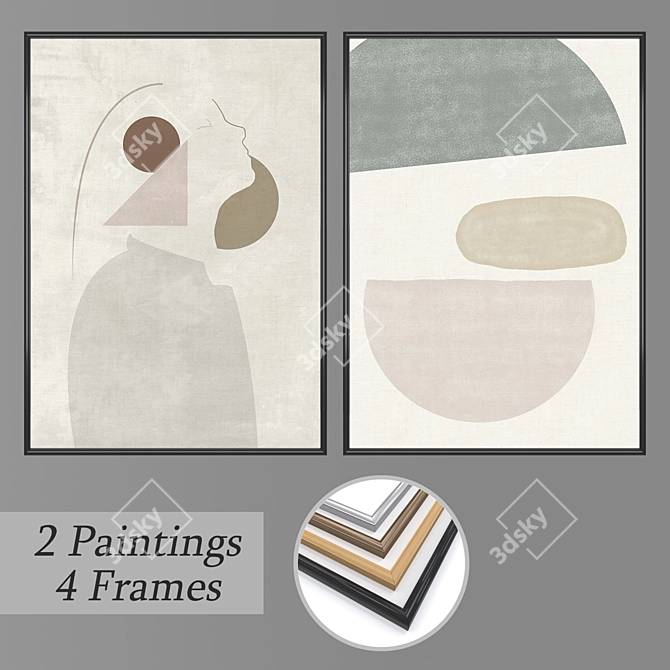 Modern Wall Art Set with Multiple Frames 3D model image 1