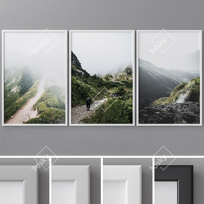 Nature Triptych 60x90: 4 Frame Colors 3D model image 1