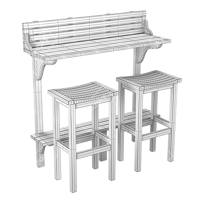 Caribbean Acacia Wood Bar Set 3D model image 3