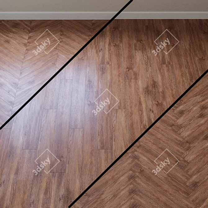 French Oak Chevron Vinyl Laminate 3D model image 1