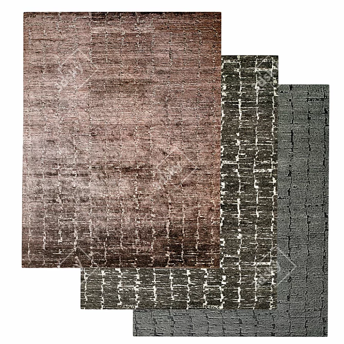 Oscillo Hand-Knotted Rug: Artistic Elegance for Your Home 3D model image 1