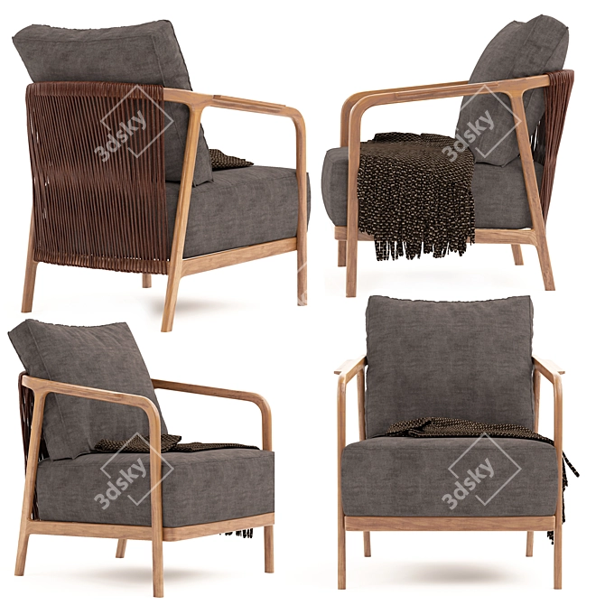 Elegant Crono Armchair 3D model image 1