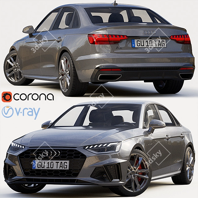 2020 Audi A4 S-Line Sedan: Unleash Power and Style 3D model image 1