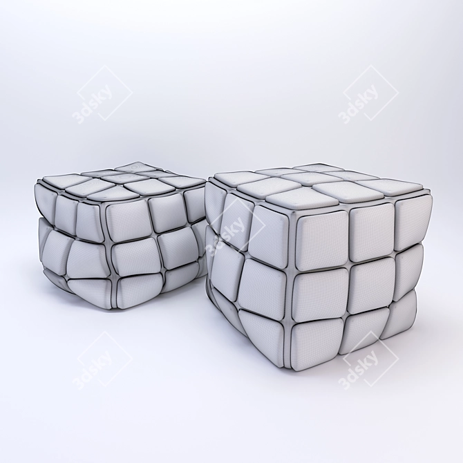 Rubik's Cube Poufs: Stylish and Comfy 3D model image 4