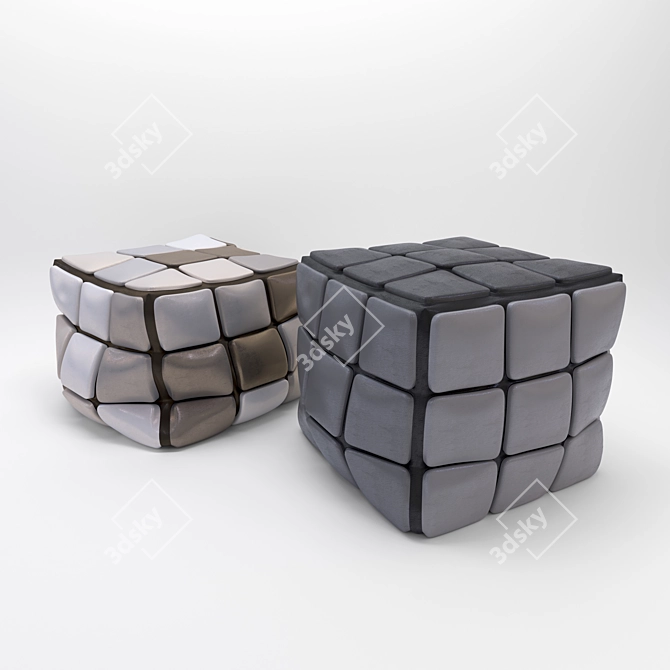Rubik's Cube Poufs: Stylish and Comfy 3D model image 6
