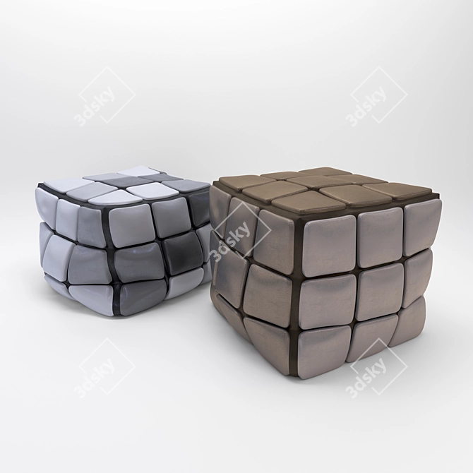 Rubik's Cube Poufs: Stylish and Comfy 3D model image 7