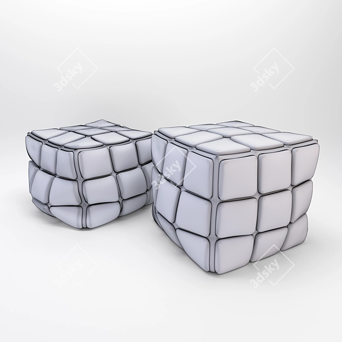 Rubik's Cube Poufs: Stylish and Comfy 3D model image 8