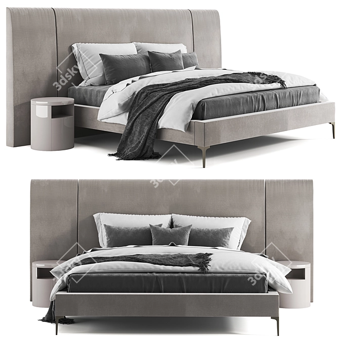 West Elm Andes Wide Bed: Modern King Size with Modloft Night Stand 3D model image 7