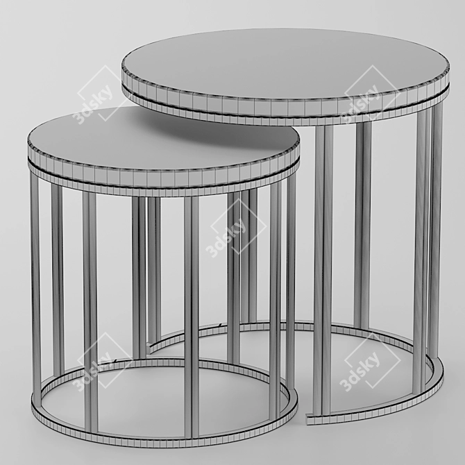 Circular Metal Coffee Table Set | Modern Design 3D model image 2