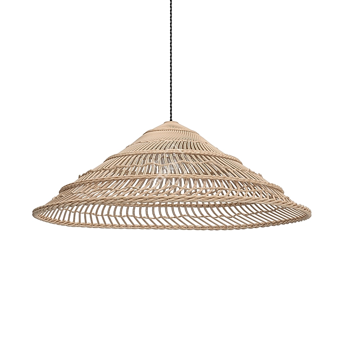 Natural Wicker Triangle Hanging Lamp 3D model image 1