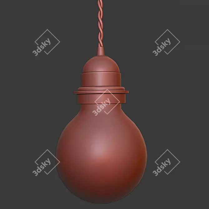 Natural Wicker Triangle Hanging Lamp 3D model image 4