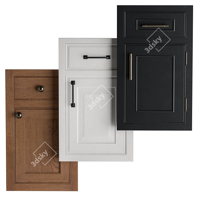 Modern Cabinet Door Set 3D model image 1