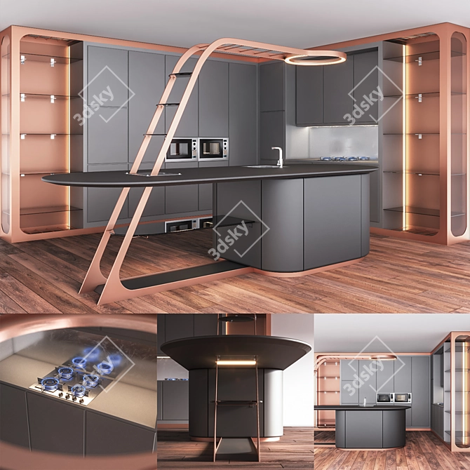 Modern Kitchen Set 2015 3D model image 4