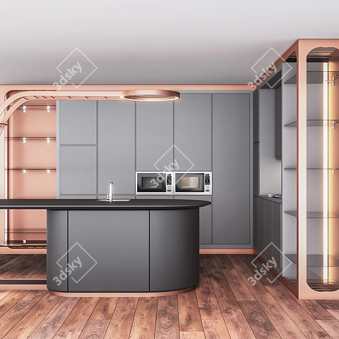 Modern Kitchen Set 2015 3D model image 5