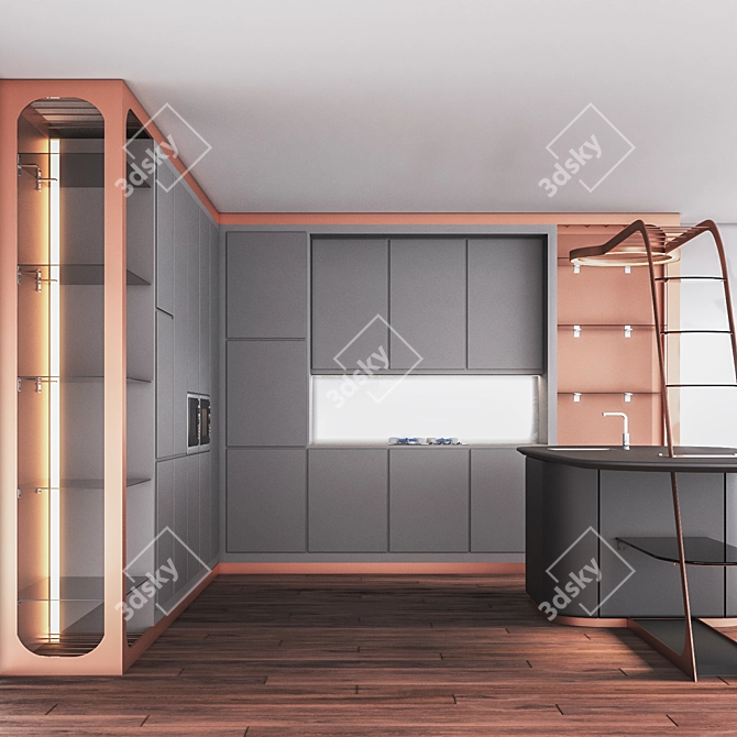 Modern Kitchen Set 2015 3D model image 8