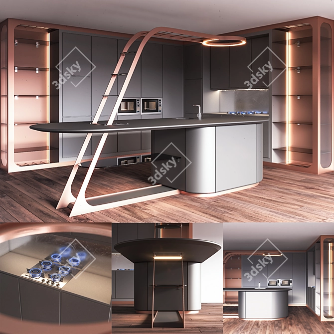 Modern Kitchen Set 2015 3D model image 16