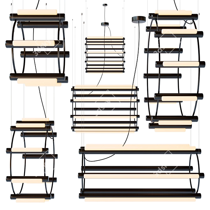 Minimalist Pipe Chandelier: Pipeline Chandelier 3D model image 1