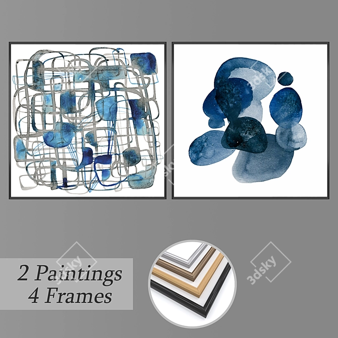 Modern Art Set with Multiple Frame Options 3D model image 1