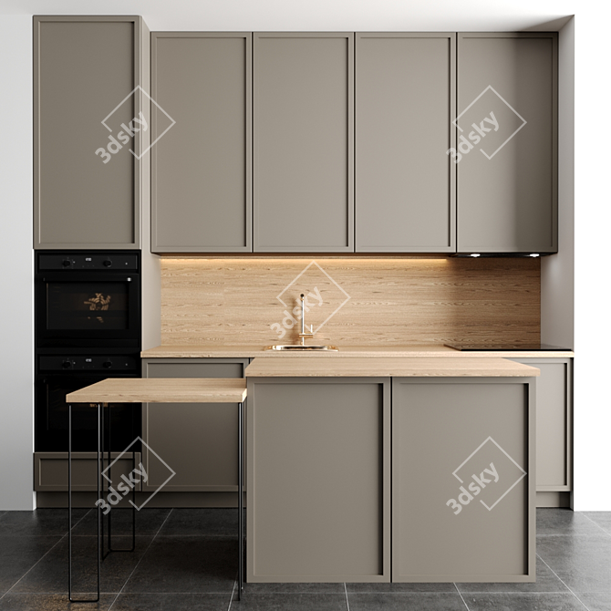 Modern Modular Kitchen - Easy to Edit 3D model image 1