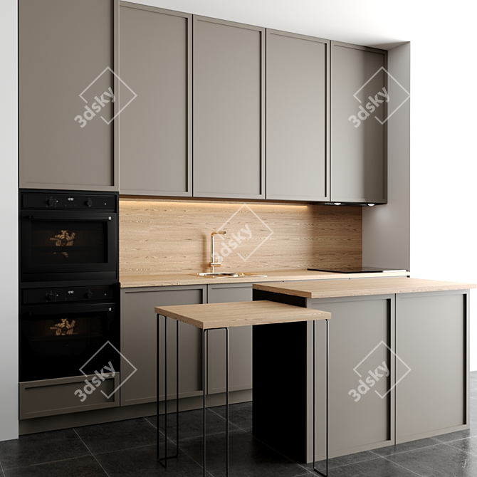 Modern Modular Kitchen - Easy to Edit 3D model image 2