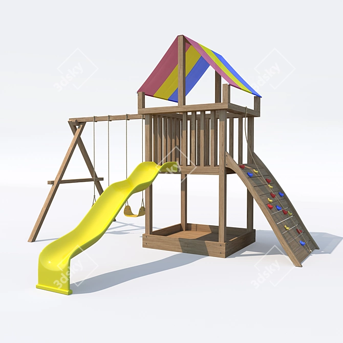 Kindergarten 3-IN-1 Swing Set 3D model image 1