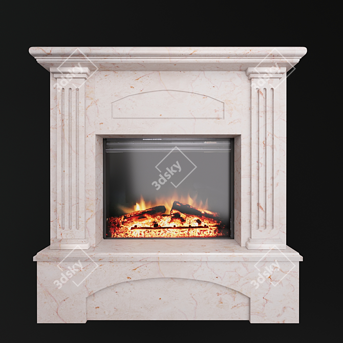 Elegant Crema Nuova Marble Fireplace 3D model image 2