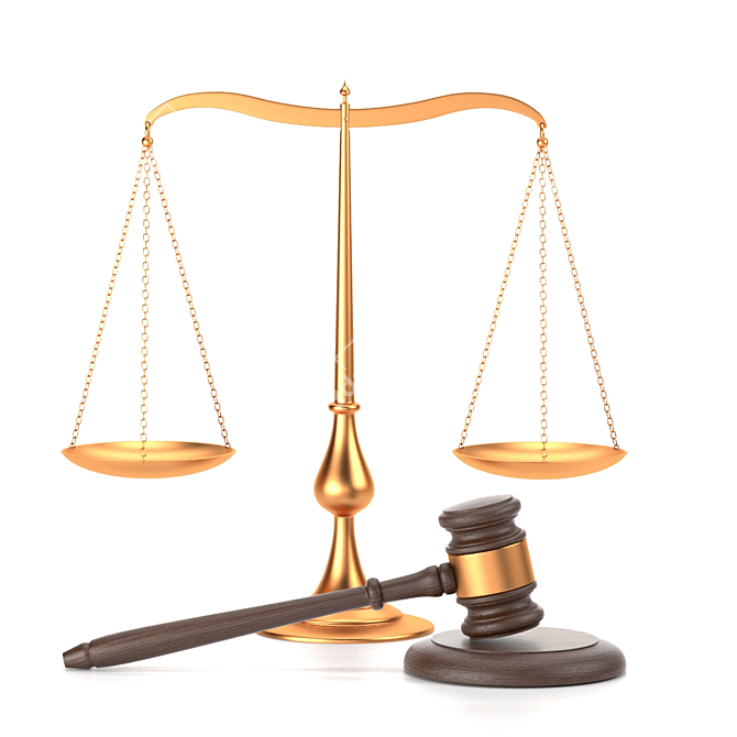 Balanced Justice: Gavel & Scales 3D model image 1