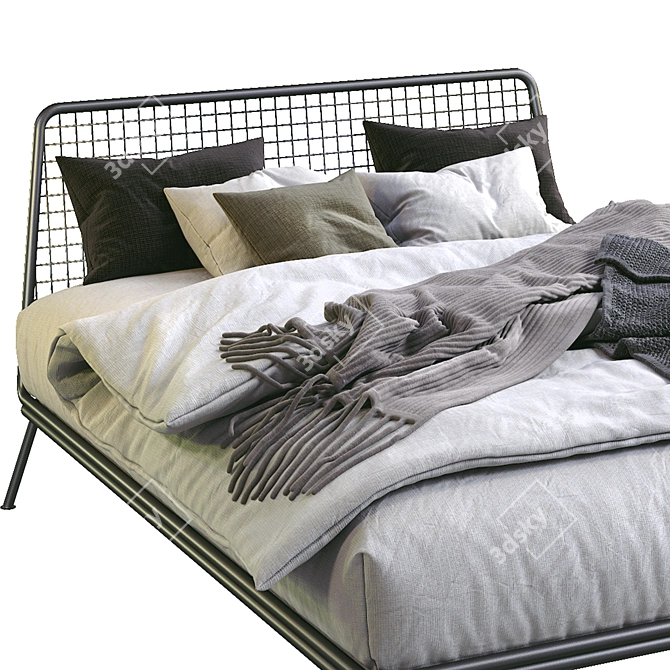 NIANDER Mesh Queen Bed: Modern & Stylish Sleep Solution 3D model image 2