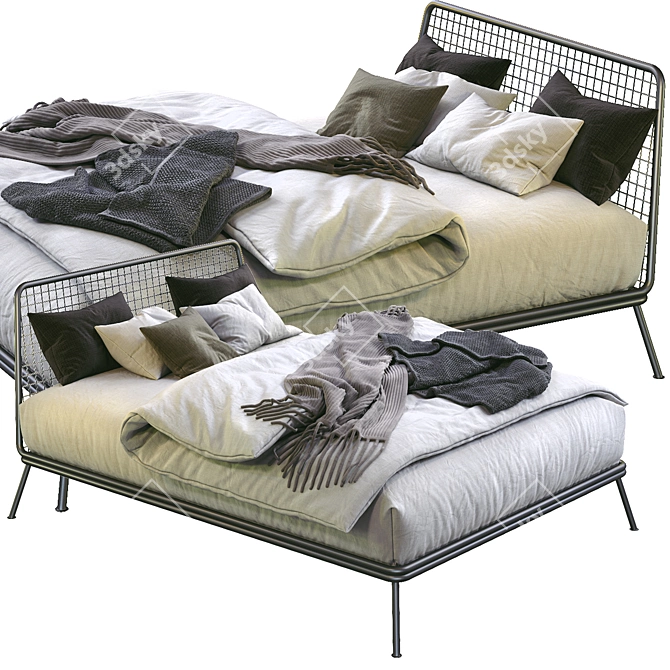 NIANDER Mesh Queen Bed: Modern & Stylish Sleep Solution 3D model image 4