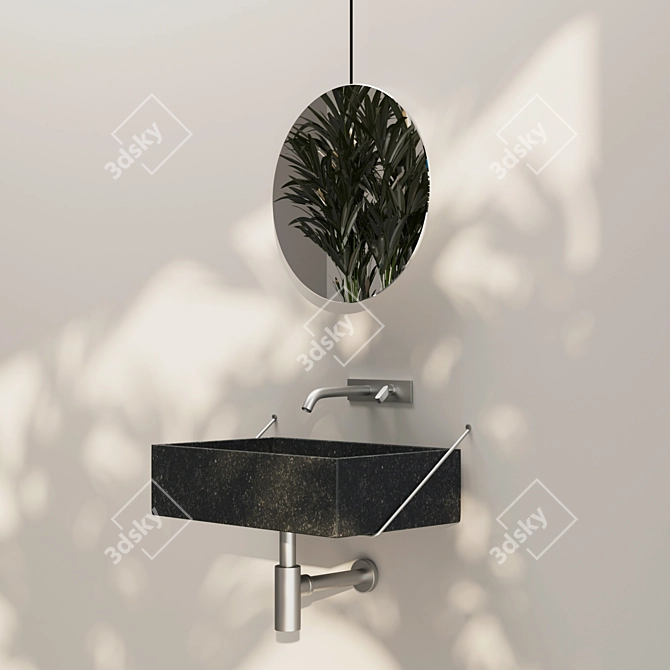 Elegant Carrara Outdoor Washbasin 3D model image 2