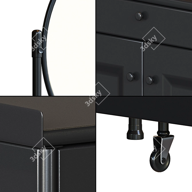 Sleek Black Storage Bench - KORNSJÖ 3D model image 2