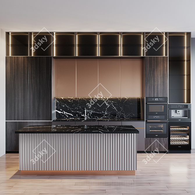 Modern Kitchen with Sleek Design 3D model image 1