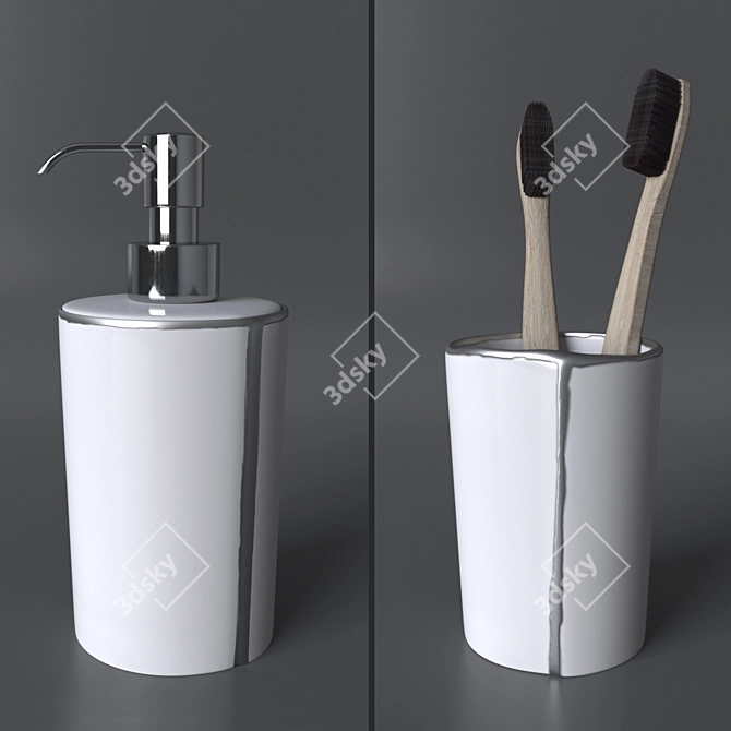 Luxury Porcelain Bath Accessories Set - Labrazel Lino Platinum 3D model image 3