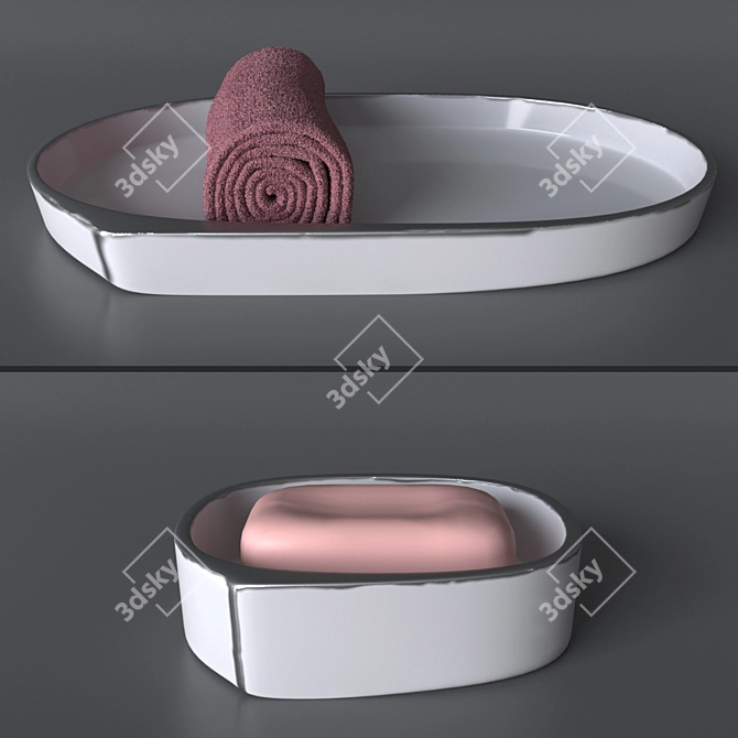 Luxury Porcelain Bath Accessories Set - Labrazel Lino Platinum 3D model image 5