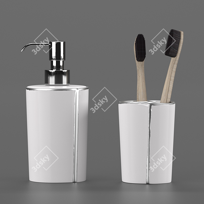 Luxury Porcelain Bath Accessories Set - Labrazel Lino Platinum 3D model image 7