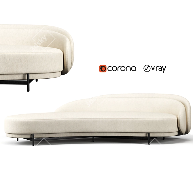 Luxury Layered Back Sofa 3D model image 1