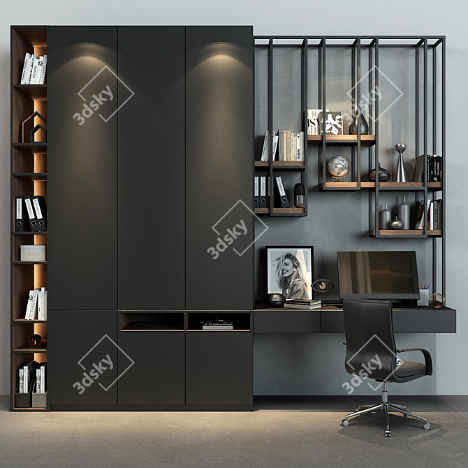 Modern Grey Cabinet - 071 3D model image 1